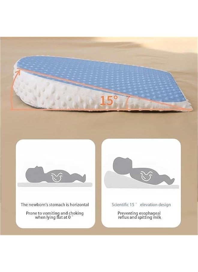 Gonice - Baby Wedge Pillow, Anti Reflux Colic Cushion, Baby Wedge Pillow for Newborn, Best for Pram Crib Cot Kids Bed Anti Baby Milk Nursing (Blue) - Image 1
