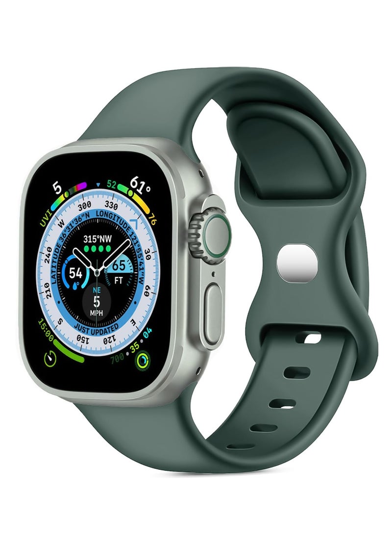 Generic - Band with Case For Apple Watch Ultra/Ultra 2 49mm,Adjustable Silicone Sport Wristband Replacement, Strap With Cover Built-in Glass Screen Protector for iWatch Ultra 49 mm (Pine Green) - Image 1