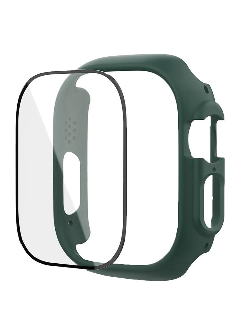 Generic - Band with Case For Apple Watch Ultra/Ultra 2 49mm,Adjustable Silicone Sport Wristband Replacement, Strap With Cover Built-in Glass Screen Protector for iWatch Ultra 49 mm (Pine Green) - Image 1