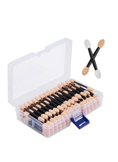 Cuttte Cuttte 120PCS Disposable Dual Sides Eye Shadow Sponge Applicators with Container, 2.44' Length Eyeshadow Brushes Makeup Applicator Black  - Image 1