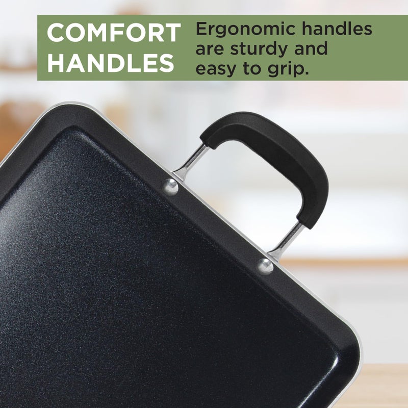 Ecolution Artistry Nonstick Double Burner Griddle, Easy To Clean, Cool Touch Silicone Handle, Dishwasher Safe Pots and Pans, 12-Inch x 18-Inch, Black - Image 5