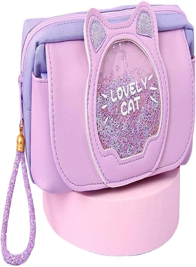 DEOXY Lovely cat Pencil Case for Kids - Dear Cartoon Large Capacity Zipper Pencil Case for Kids Pen and Pencil Bag for School Boys, Girls, Stationery Storage Box (Lovely cat) - Image 1