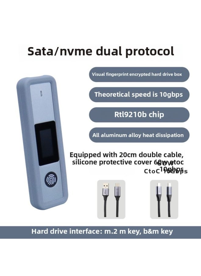 Generic ITGZ Fingerprint Encryption M.2 Solid State Disk Box NVMe/SATA Dual Protocol Mobile Laptop SSD External Box-Color:[M.2 Visual Fingerprint Encryption Hard Disk Box] Dual Protocol  - Image 1
