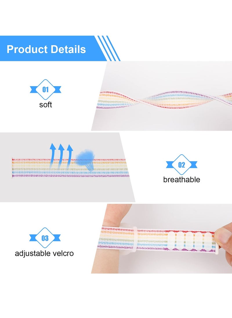 KASTWAVE - Kids Wrist Strap for Apple Airtag Adjustable Nylon Strap GPS Tracker Holder Protector Breathable Anti-Loss Bracelet for Toddler Child Elderly (Rainbow Color) - Image 1