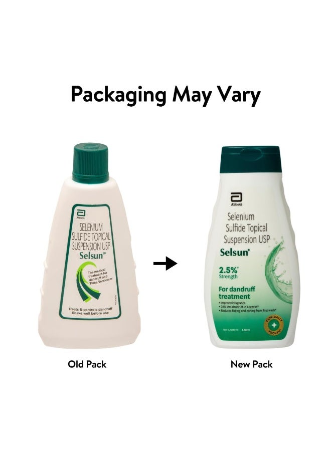 Selsun Abbott Selsun Selsun Suspension Anti Dandruff Shampoo, Clears away dandruff flakes, Relieves from excessive oil, Relieves from dandruff related itching (120ml)- Pack of 2 - Image 2