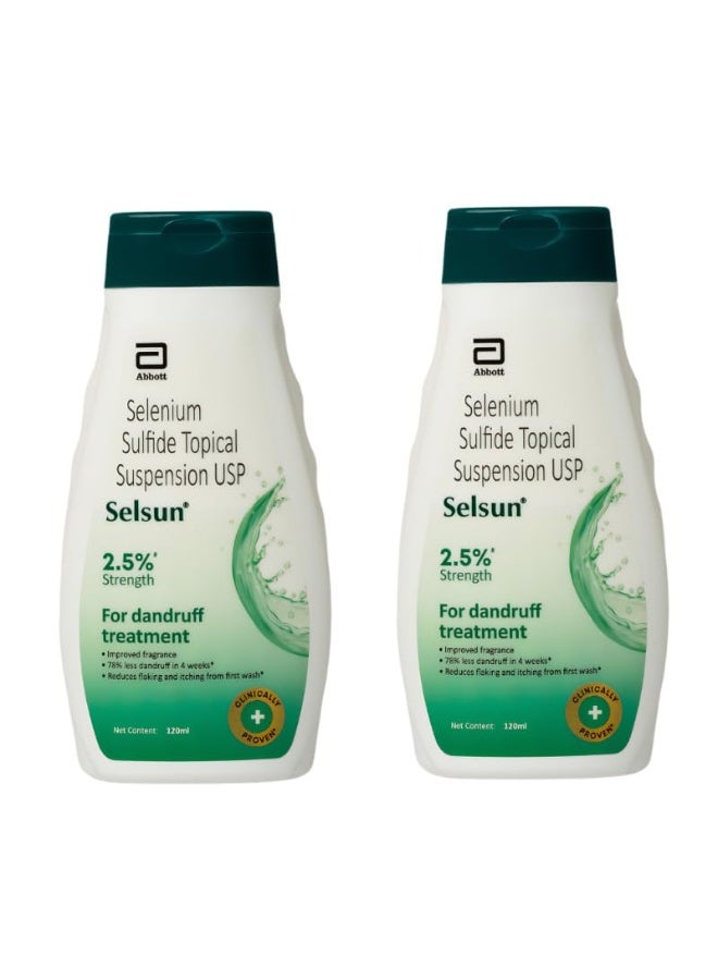 Selsun Abbott Selsun Selsun Suspension Anti Dandruff Shampoo, Clears away dandruff flakes, Relieves from excessive oil, Relieves from dandruff related itching (120ml)- Pack of 2 - Image 1