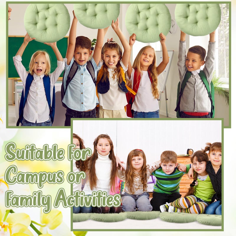 Fumete 12 Pcs Floor Pillows Cushions Seating 16 x 16 Inches Color Round Seat Reading Floor Chair Cushions for Kids Adults Classroom Home School Playing Supplies(Green) - Image 5