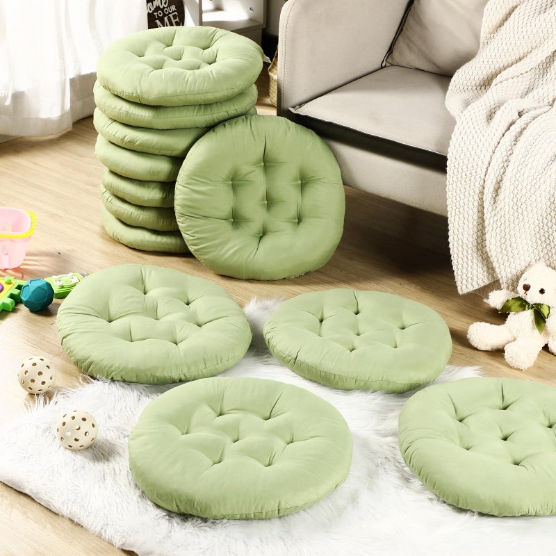 Fumete 12 Pcs Floor Pillows Cushions Seating 16 x 16 Inches Color Round Seat Reading Floor Chair Cushions for Kids Adults Classroom Home School Playing Supplies(Green) - Image 4