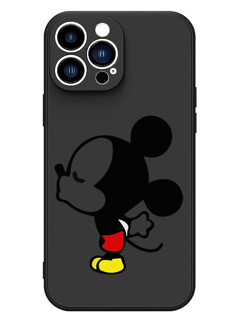 Theodor Protective Slim Fit Case Liquid Silicone Cover with Full Body Protection Anti-Scratch Shockproof Case For iPhone 15 Pro Black - Mickey Kissing - Image 1