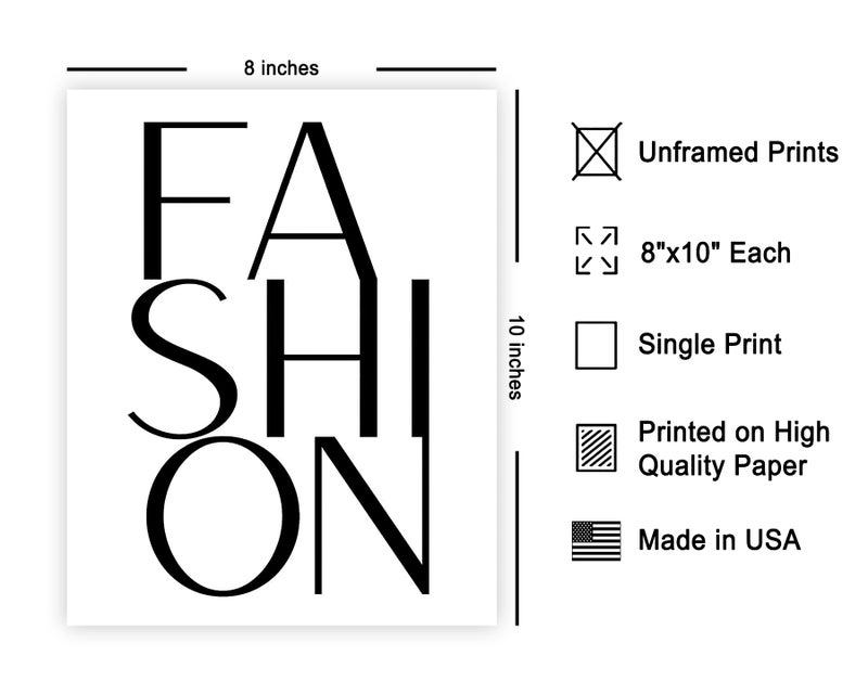 Poster Master Fashion Poster - Typography Print - Trendy Wall Art - Modern Art - Gift for Men, Women & Fashionista - Minimal Wall Decor for Living Room, Bedroom or Office - 8x10 UNFRAMED Wall Art - Image 2