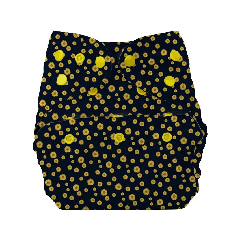 Bumberry Cloth Diaper Cover Shell Perfect For Babies Between 6-36 months, 7 to 15 Kgs, Sunflower print, No Insert Included (Adjustable, Washable & Reusable, Snap Fit Diaper Cover) - Image 1