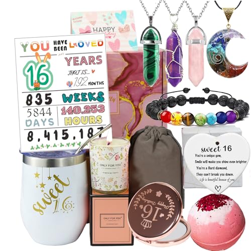 Carselage 16th Birthday Gifts for Girls Unique Sweet 16 Birthday Gift Ideas Happy 16 Year Old Birthday Decorations Gifts for Teenager Girls Younger Sister Daughters Granddaughters - Image 1