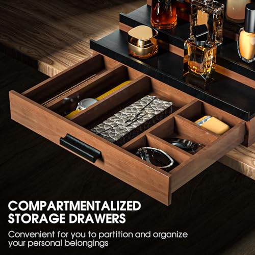 Sephyroth Cologne Organizer for Men 4 Tier of Elevated Cologne Display Shelf with Drawer Storage Perfume Organization and Storage Display Risers,Great Gift for Man(4Tier-WalnutBalck) - Image 2