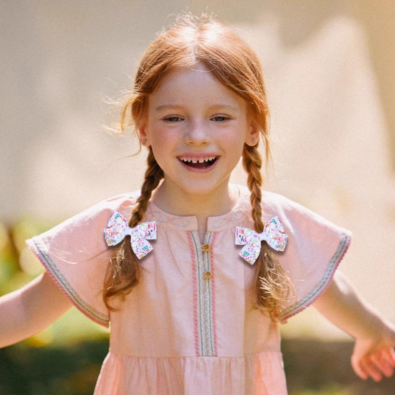 Miroksh 3" Happy Birthday Hair Bow for Baby Girls 1 2 3 4 5 6 Years Glitter Sprinkle Decorations Confetti Ice Cream Party Pink Dress Accessories Gift for Toddlers Teens Kids Her Birthday - Image 4