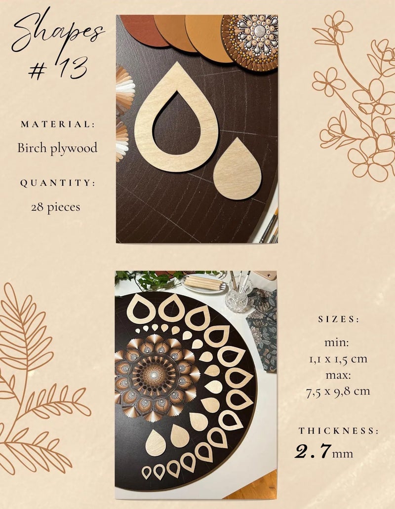 Cliths 28 Pcs Stencil Set for Drawing Mandala Art Supplies with Wooden Shapes, Dot Art Tools & Geometric Patterns Tracing Set - Image 3