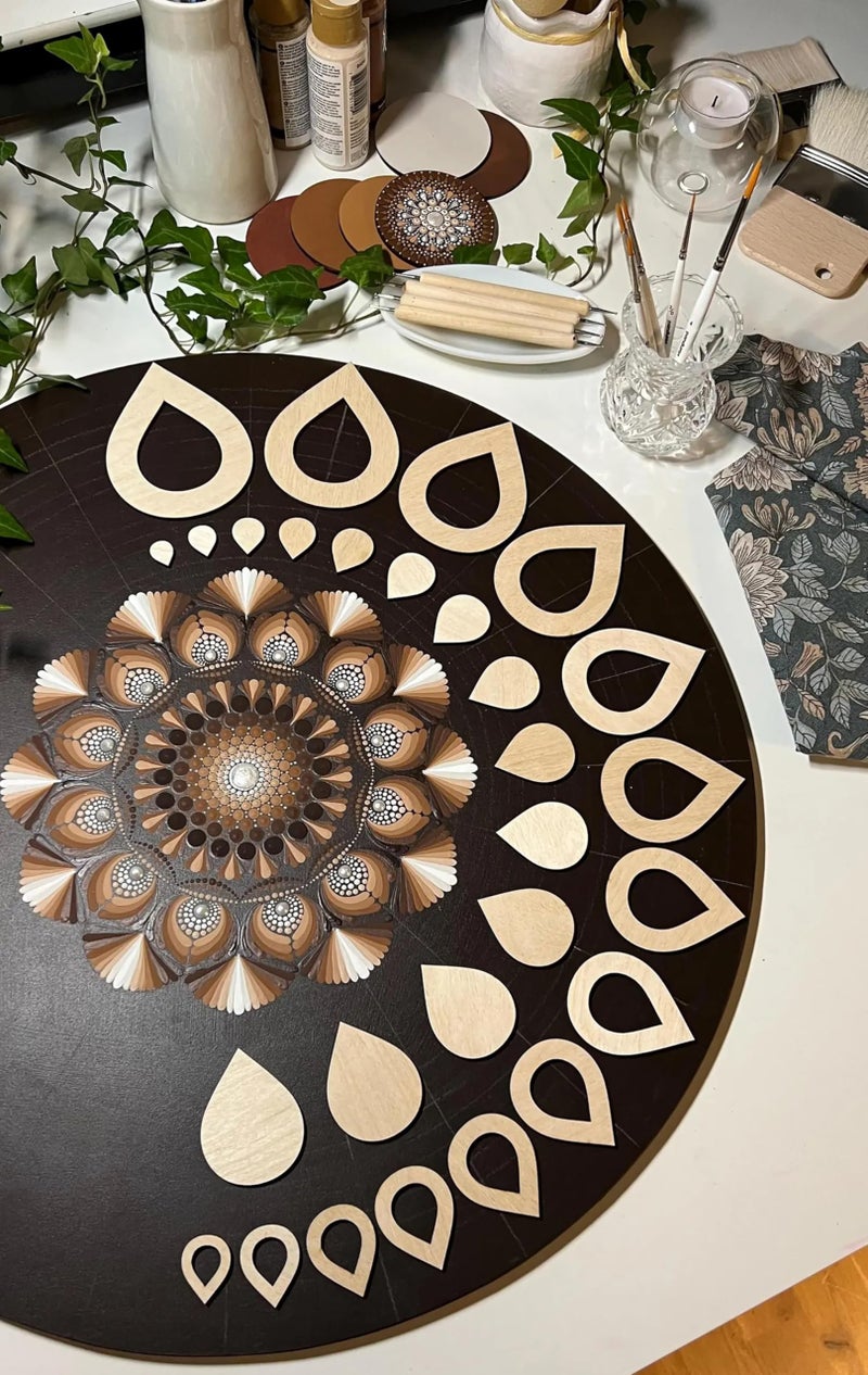 Cliths 28 Pcs Stencil Set for Drawing Mandala Art Supplies with Wooden Shapes, Dot Art Tools & Geometric Patterns Tracing Set - Image 5