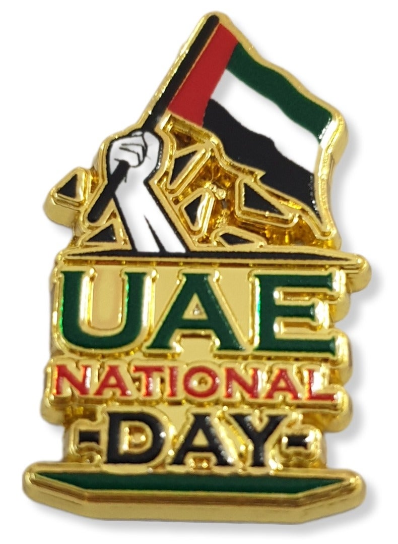 الزعابية بروش على شكل شعار اليوم الوطني لدولة الإمارات العربية المتحدة يد ترفع العلم - Image 1