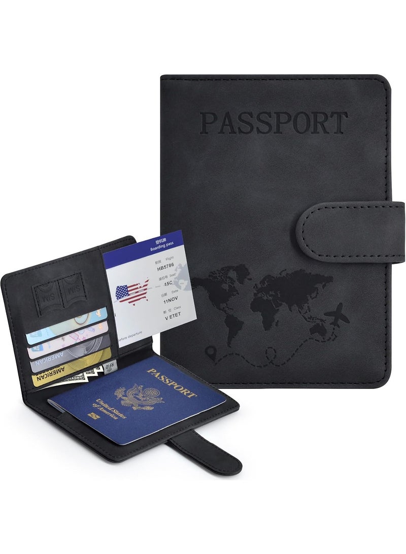 Passport Holder for Travel Essentials, Passport Wallet Cover Case for Travel Must Haves Accessories,Passport Book Holders for Women and Men Black - Image 2