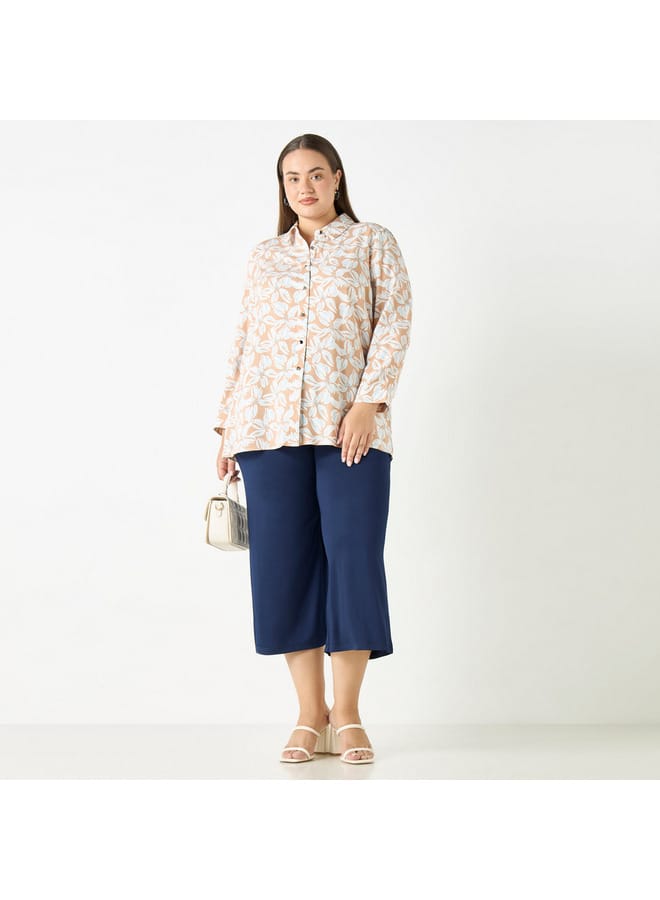 Ulla Popken Plus Size Ulla Popken All-Over Floral Print Shirt with Long Sleeves  - Image 2