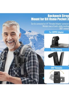 أوزيغالور حزام حقيبة الظهر Osmo Pocket 3 وحامل سطح المكتب، ملحقات محول المشبك لكاميرا DJI.  - Image 5