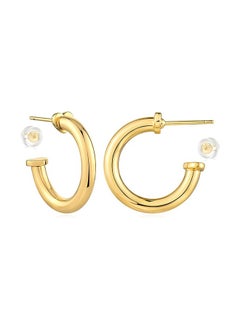 Women Hoop Earrings Gold Open C Shape 14K Gold Filled Small Simple Handmade Hypoallergenic Everyday Illusion Jewelry