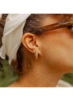 Mevecco Women Hoop Earrings Gold Open C Shape 14K Gold Filled Small Simple Handmade Hypoallergenic Everyday Illusion Jewelry  - Image 2