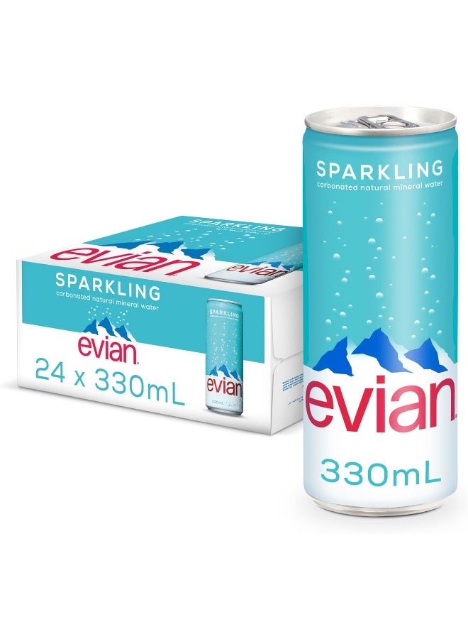 Evian Sparkling Water Cans 24 x 330ml - Image 1