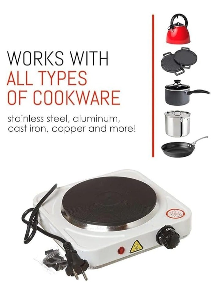 بوتاجاز كهربائي محمول بعيون واحدة – سخان كهربائي سريع التسخين مع منظم حرارة قابل للتعديل وسطح غير لاصق، موفر للطاقة، مناسب للمطبخ والمكتب والسكن الطلابي والرحلات - Image 5