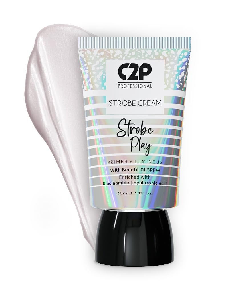 C2P PROFESSIONAL MAKEUP C2P Pro Strobe Cream for Face Glow With Niacinamide & Hyaluronic Acid 3 in 1 Formula Moisturizer, Highlighter, Primer Illuminating & Glowing Makeup Base | Flawless Radiant Dewy Skin SPF++ Rose Gold 30g - Image 1