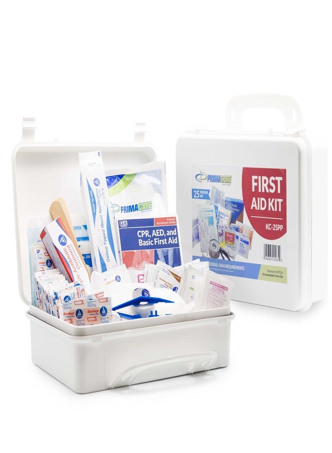 Primacare 25 Person Medium Emergency Preparedness First Aid Kit for Home, School and Office, Wall Mounted White - Image 1