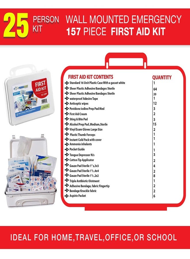 Primacare 25 Person Medium Emergency Preparedness First Aid Kit for Home, School and Office, Wall Mounted White - Image 5