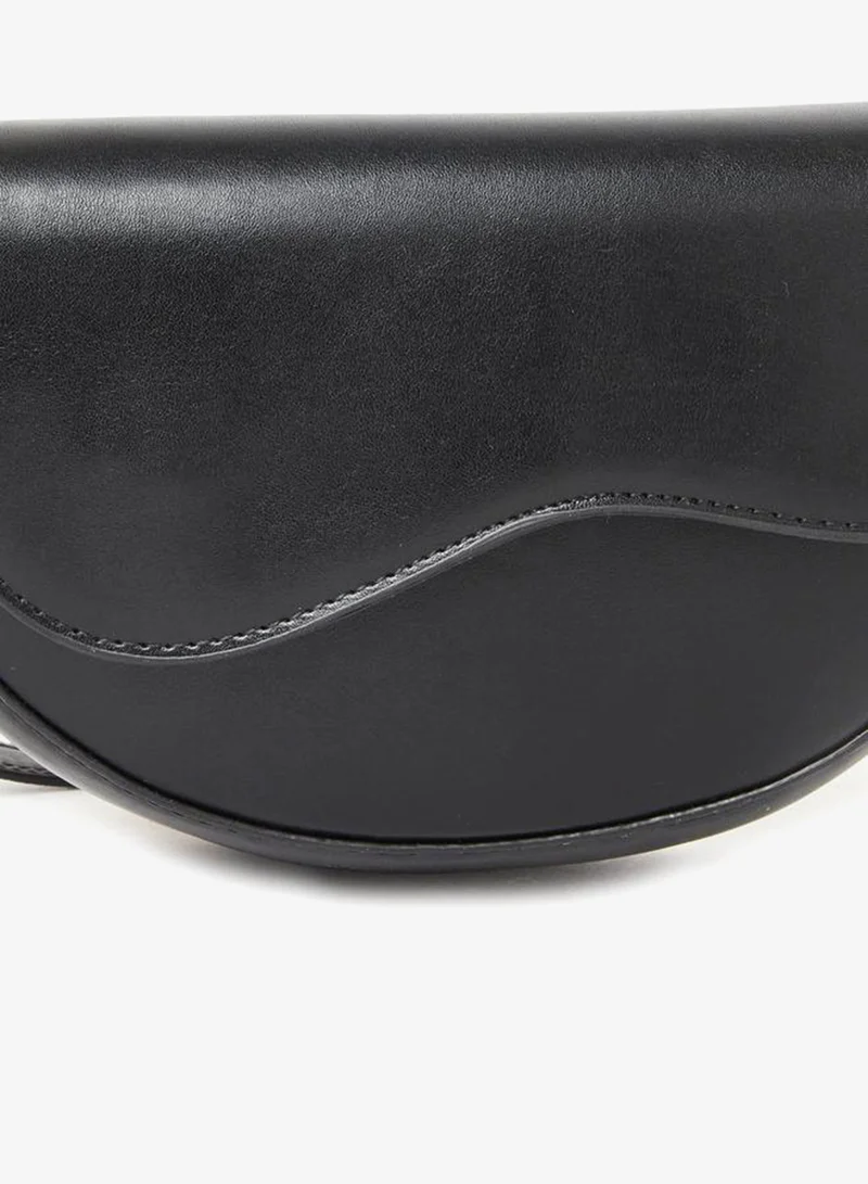 Styli Styli Solid Half Moon Saddle Bag with Flap Front