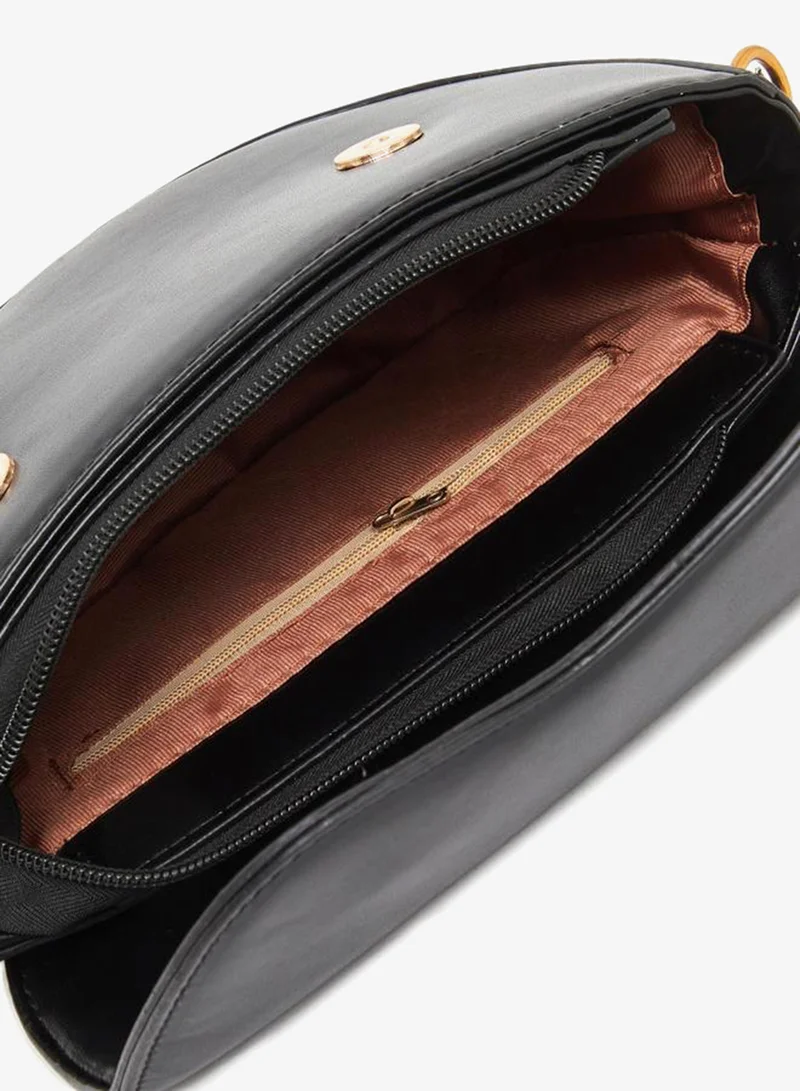 Styli Styli Solid Half Moon Saddle Bag with Flap Front