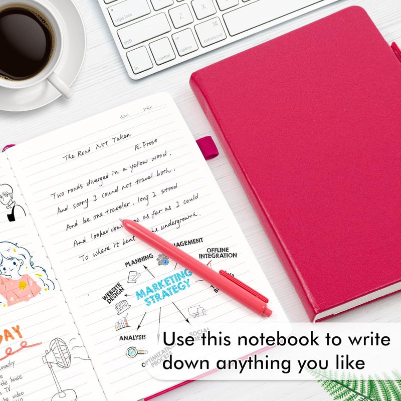 Feela 3 Pack Notebooks Journals Bulk, Hardcover Notebook Classic Ruled Lined Journals with Pen Holder for Women Girls School Business Supplies, with 3 Black Pens, 120 GSM, 5.1”x8.3”, A5, Berry - Image 4