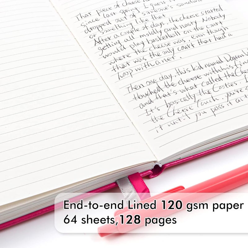 Feela 3 Pack Notebooks Journals Bulk, Hardcover Notebook Classic Ruled Lined Journals with Pen Holder for Women Girls School Business Supplies, with 3 Black Pens, 120 GSM, 5.1”x8.3”, A5, Berry - Image 3