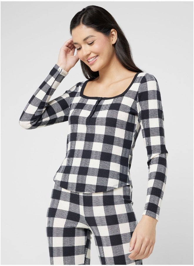 La Senza Checkered Pyjama Top  - Image 1