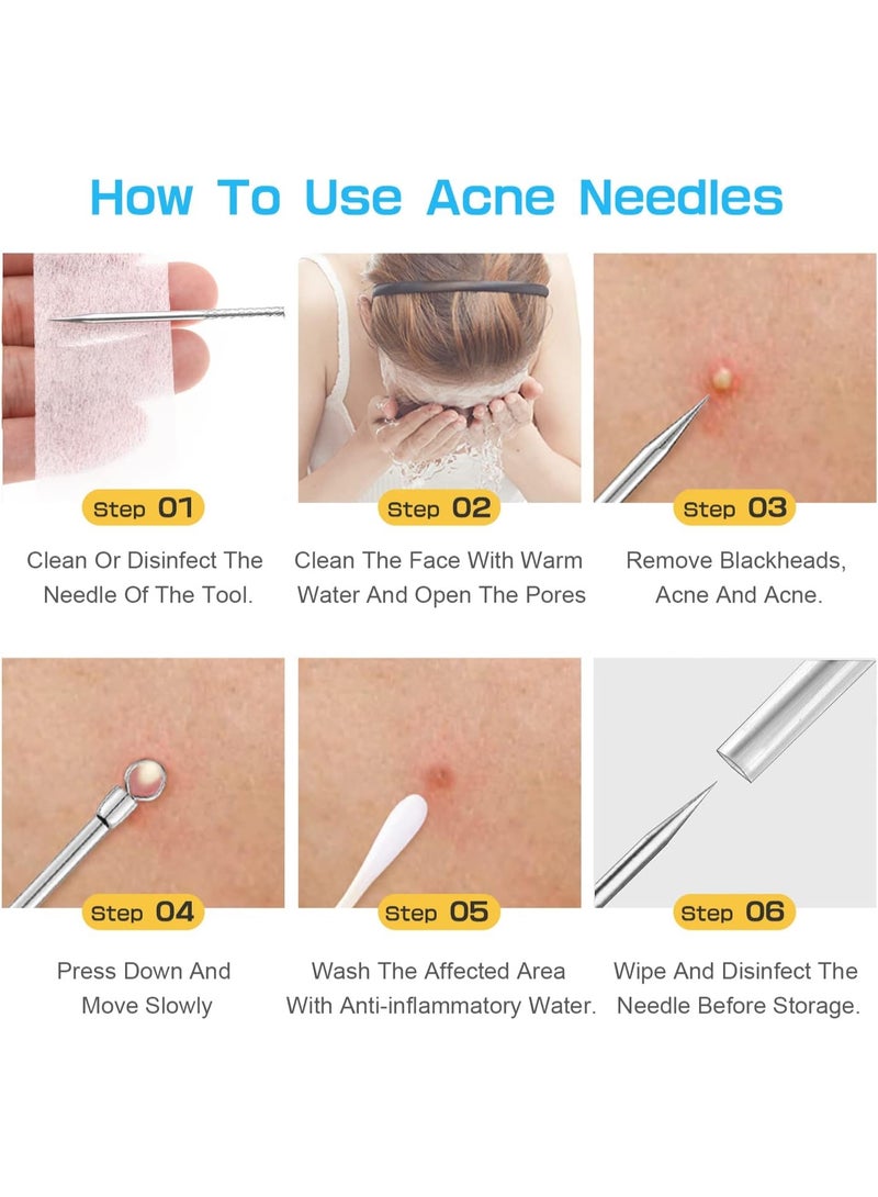 Stainless Steel Blackhead Remover Tool Set 8 Pieces Acne Pimple Extractor Kit Beauty Skincare Cleansing Tools,Removing Acne Blackheads Pimples Milia Suitable for Travel Makeup Bathroom - Image 5
