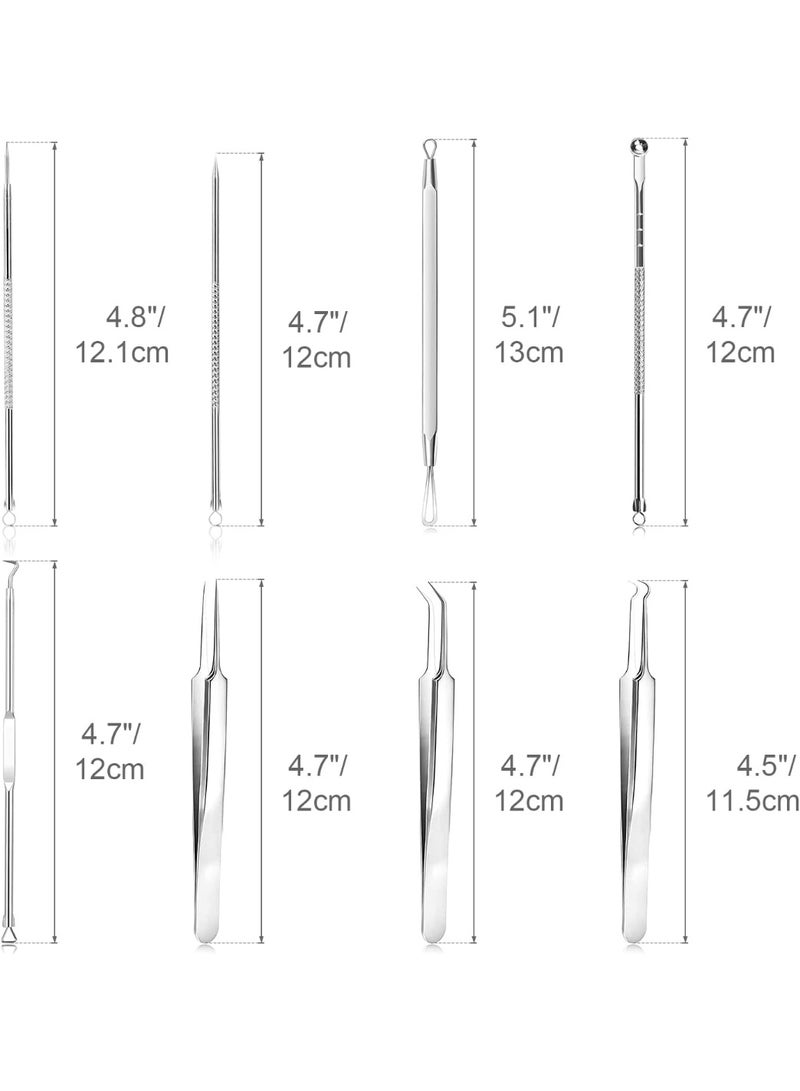 Stainless Steel Blackhead Remover Tool Set 8 Pieces Acne Pimple Extractor Kit Beauty Skincare Cleansing Tools,Removing Acne Blackheads Pimples Milia Suitable for Travel Makeup Bathroom - Image 3