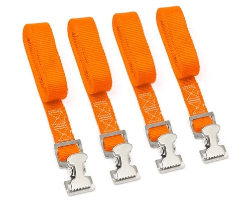 PowerTye 1in x 4ft Utility Lashing Strap Made in USA 150 lb Working Load Limit 450 lb Breaking Strength Orange 4Pack - Image 1