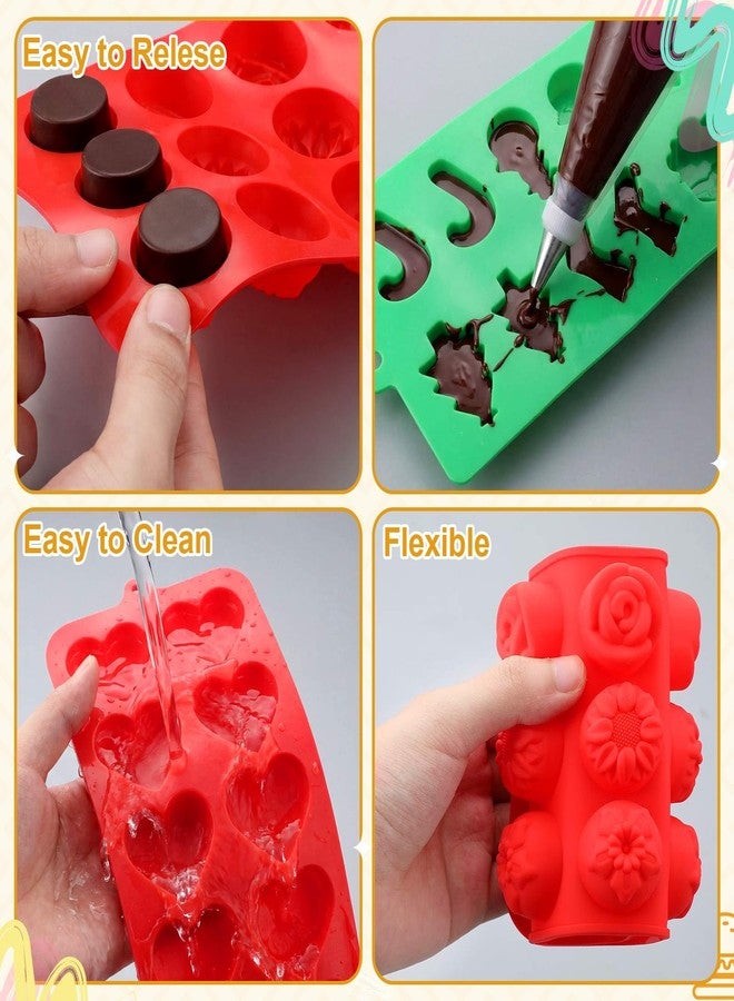 Lemonroad 12 Pcs Seasonal Silicone Mold Set Holiday Silicone Mold Spring Flower Candy Chocolate Rose Tulip Daisy Sunflower Flamingo Making for Mother Day Summer Spring 4th of July Cake Wax Candle - Image 3