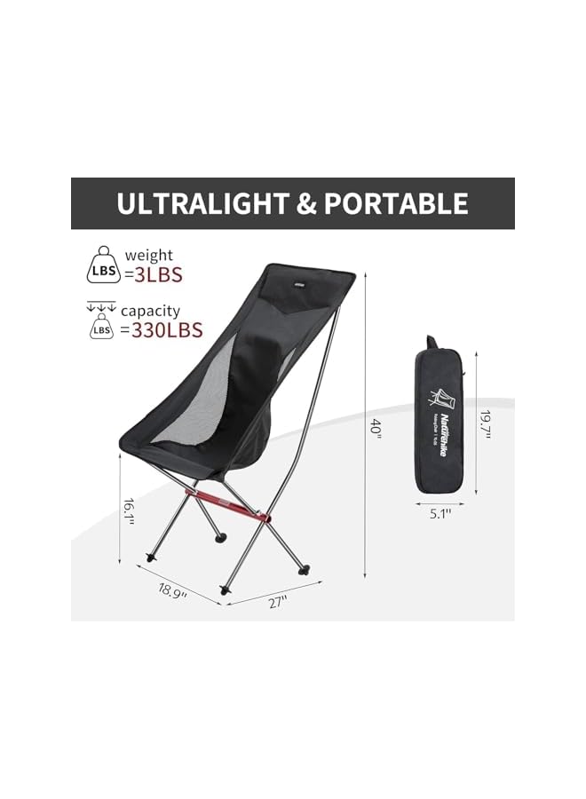 PROMASS Outdoor Chair, High Back, Ultra Lightweight, Camping Chair, Foldable, Compact, Backrest, Chair with Headrest, Fishing, Picnic, Hiking, - Image 3