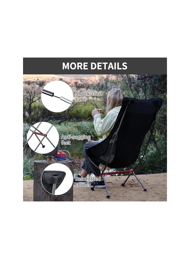 PROMASS Outdoor Chair, High Back, Ultra Lightweight, Camping Chair, Foldable, Compact, Backrest, Chair with Headrest, Fishing, Picnic, Hiking, - Image 4
