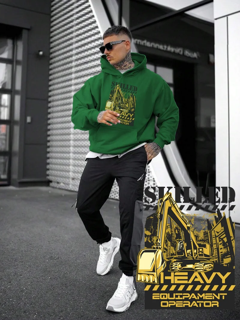 DogFish Women, Men's Sweatshirt Oversize Heavy Equipment Operator Printed Thick Green Lover Sweatshirt