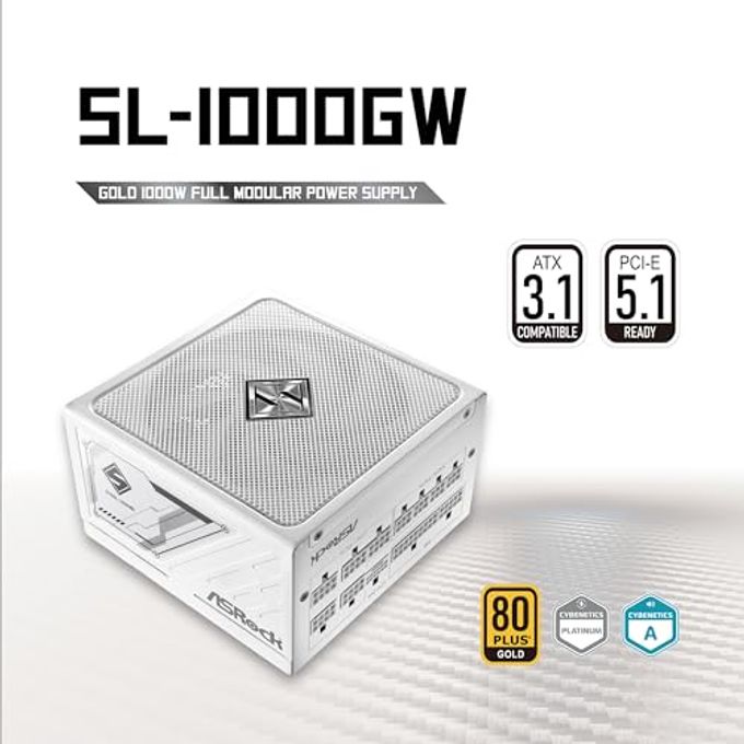 ASRock Steel Legend Sl-1000Gw 1000W 80 Plus Gold & Cybenetics Platinum Full Modular Power Supply Atx3.1 Pcie5.1 Ready With Dual Color 12V-2X6 Cable 10 Years Warranty White Edition Japanese Capacitor - Image 5