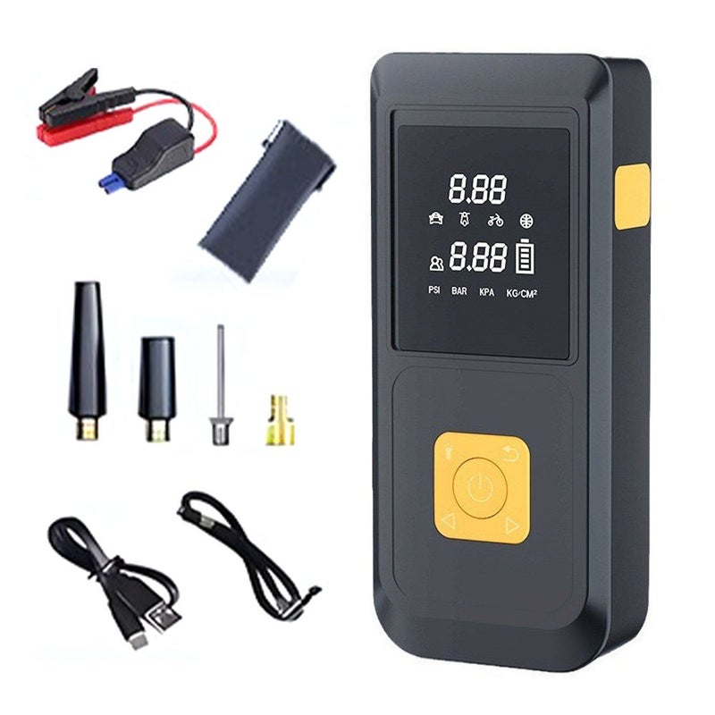 Car Tire Inflation Pump Car Jump Starter Multifunctional Mobilephone Recharger Electric Motorcycle Car Battery Starter Auto Tyre Inflator with LED Light - Image 5