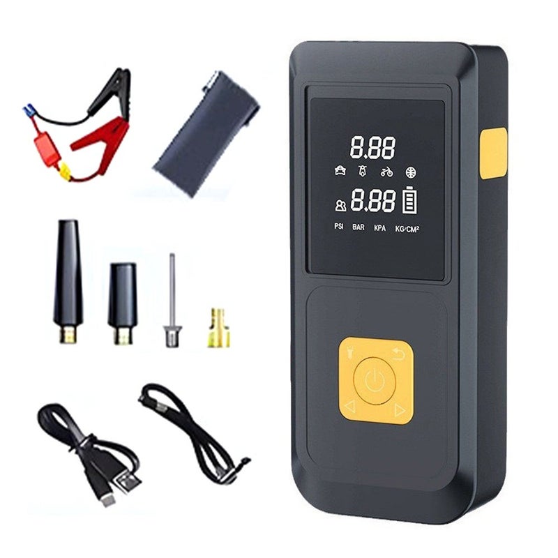 Car Tire Inflation Pump Car Jump Starter Multifunctional Mobilephone Recharger Electric Motorcycle Car Battery Starter Auto Tyre Inflator with LED Light - Image 1