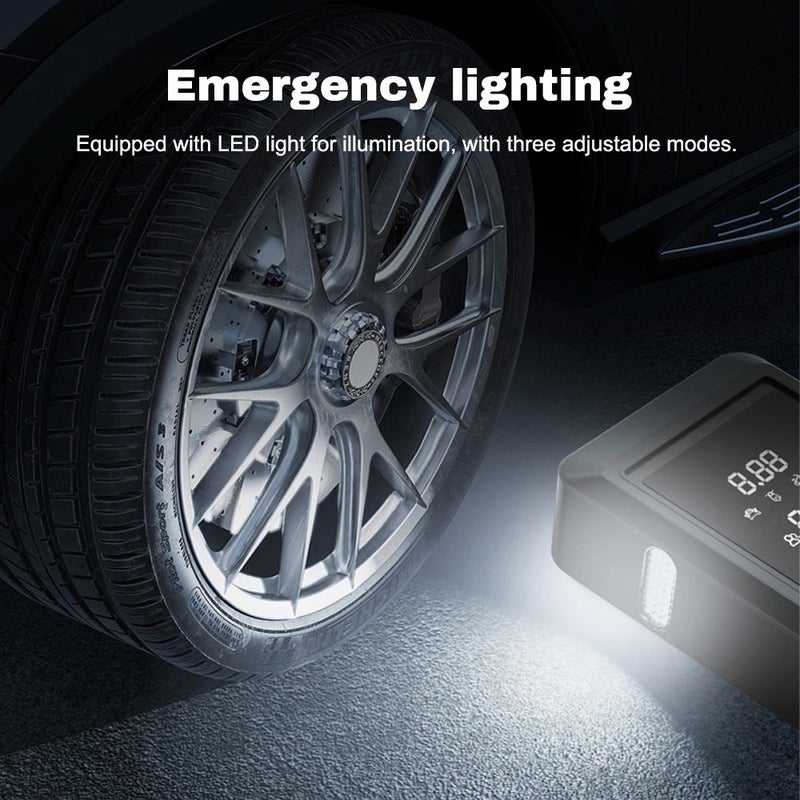 Car Tire Inflation Pump Car Jump Starter Multifunctional Mobilephone Recharger Electric Motorcycle Car Battery Starter Auto Tyre Inflator with LED Light - Image 2
