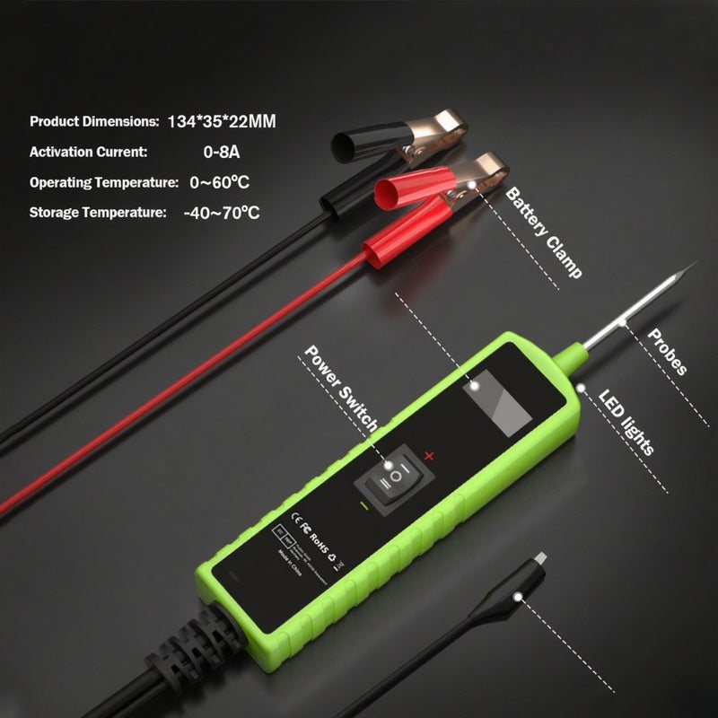 P60 Automotive Circuit Tester Car Electrical System Short Tester 6-30V DC with Function LCD Display Flashlight Component Activation/Continuity Testing/Grounding Detection/Trace Locate Short - Image 4