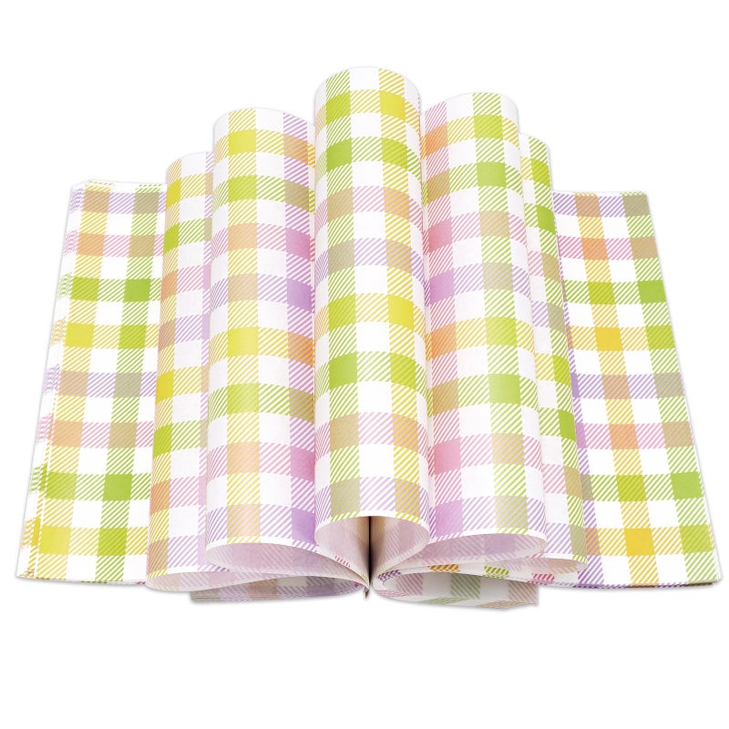 ورق شمعي ملون من جارتينا 150 قطعة بتصميم مربعات بافالو لعيد الفصح