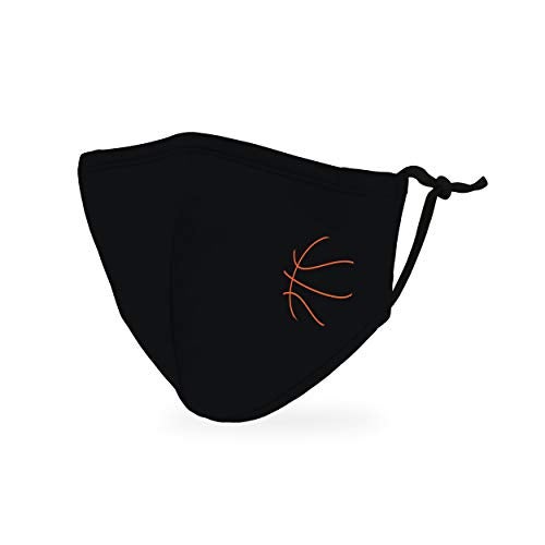 WEDDINGSTAR 3-Ply Kid's Washable Cloth Face Mask Reusable and Adjustable with Filter Pocket - Basketball - Image 1